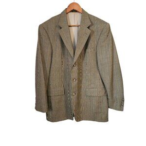 Oscar De La Renta Menswear Wool Plaid Houndstooth Sportcoat Men Size 42R